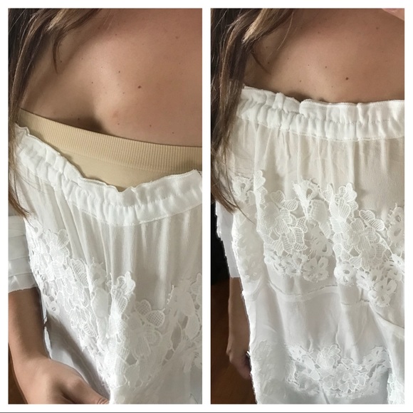 Off White Off Shoulder side slit Top - Picture 6 of 8